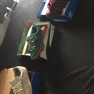 Cream Adidas, Purple Adidas,and Pumas